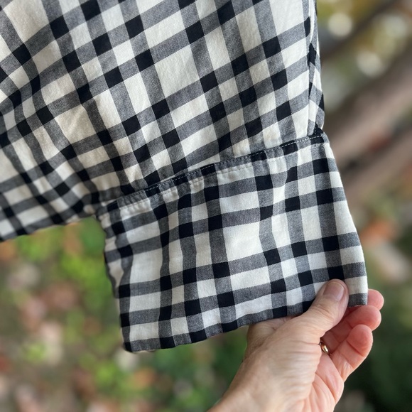 Madewell Checkered Collared Top, Blk & Cream, Medium, EUC - Picture 7 of 9